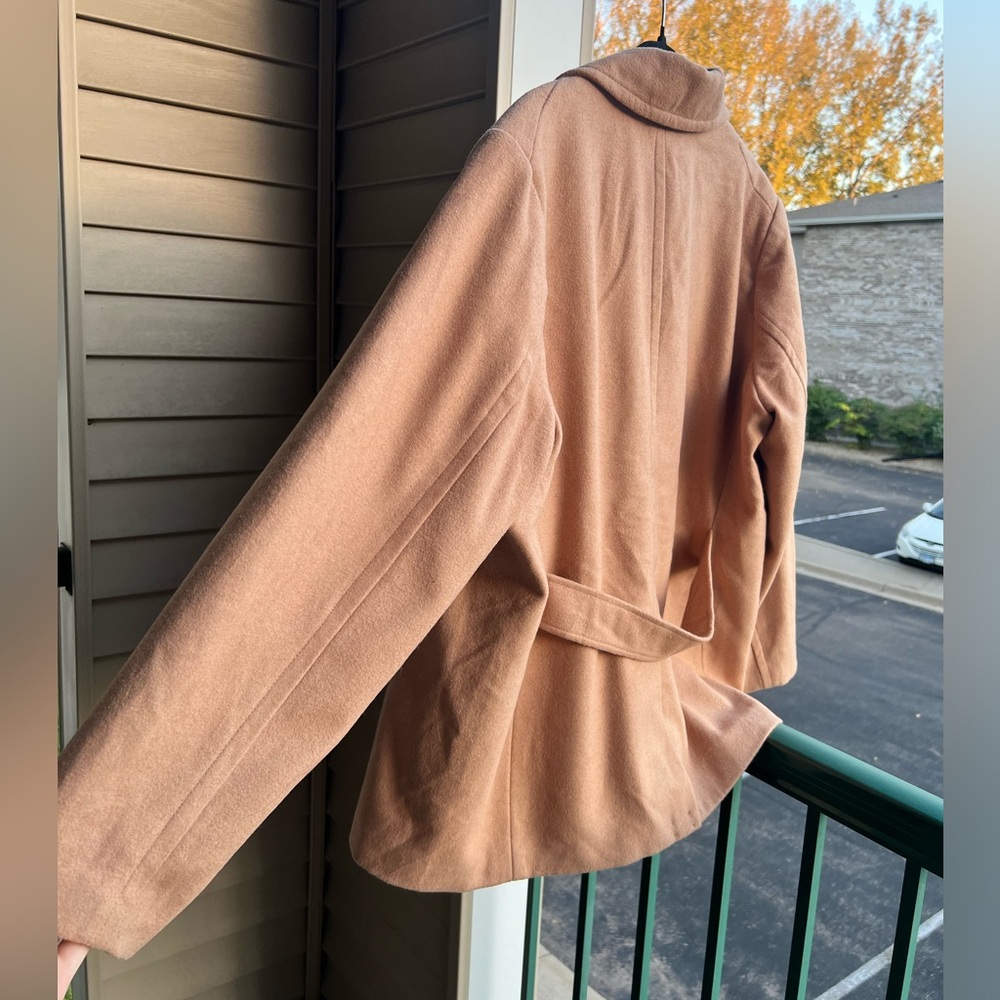 π Old Navy Camel Double-Breasted Peacoat Jacket XXL Classic Warm Wool Blend Coat - Picture 5 of 15